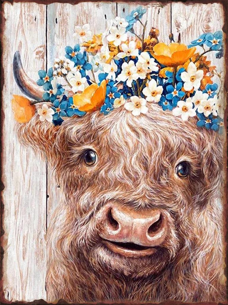 Fun Cattle Iron Plate Poster Farm Metal Tin Sign Pet Shop Garden Hanging Paintings Cute Cow Pattern Home Wall Decoration Plaq