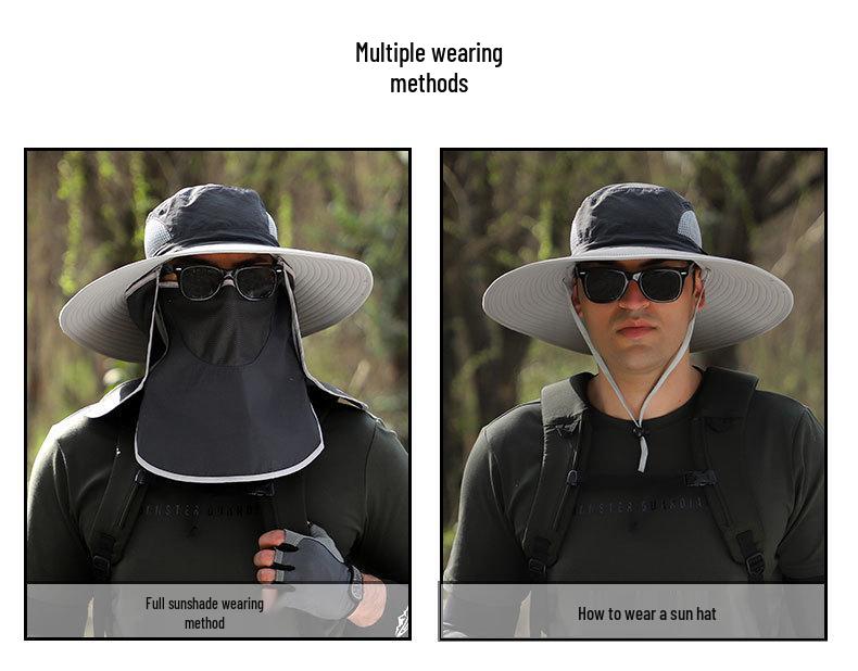 Men's Solar-Powered Fishing Hat with Fan - Sun, Mosquito, Neck, and Face Protection for Outdoor Summer Leisure