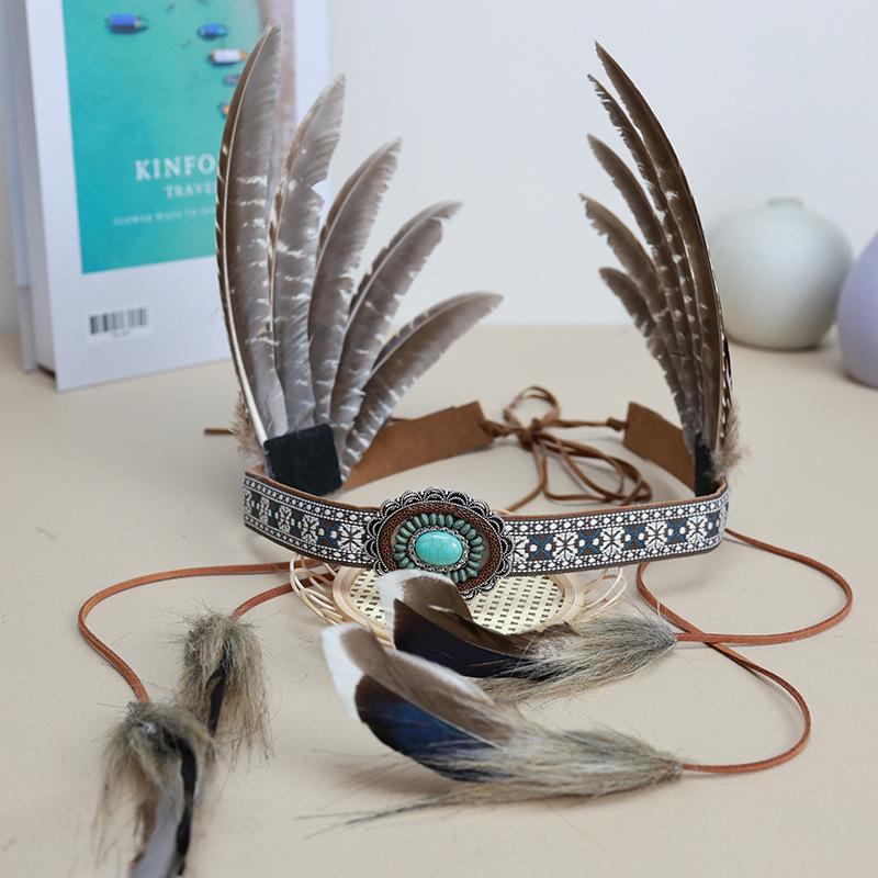 Indian Headdress Feather Headband for Children & Adults - Festival & Performance Costume