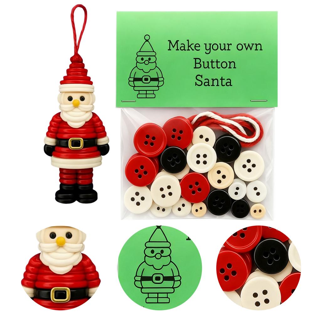 Fun Xmas Button Ornament Making Set DIY Christmas Button Ornament Making Kit DIY Button Xmas Ornament Kit for Kids and Adults