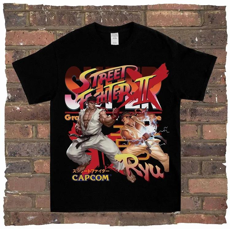 Game Spring Street Fighter Rock Rap Loose High Street High Quality Men and Women T-shirts Casual Simple Animation Style Lovers
