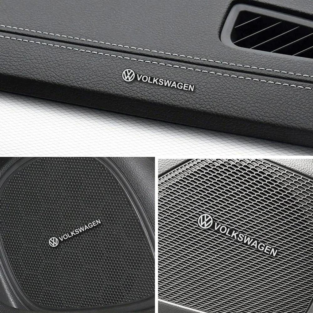 VW 4Pcs Car Audio Decorate 3D Aluminum Emblem Badge Sticker Decal For Volkswagen VW Rline GTI Golf 6 Polo Passat Interior Mouldings EQ1