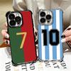 FootBall Number 7 10 19 Plating Phone Case For Iphone 16 17 Pro Max Air 16E 14 15 Plus 12 13 Mini Anti-Fall Airabag Cover