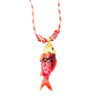 Stainless Steel Sea Charm Clavicle Chain Fish Necklace Colorful Pendant Rope Chain Fashion Neck Accessory Gift