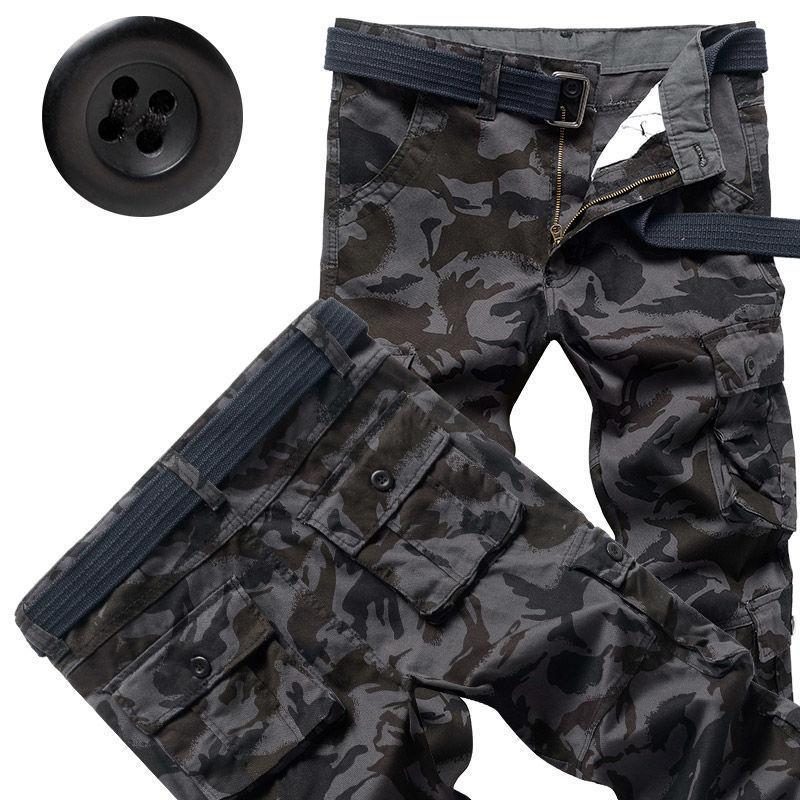Fashion Camouflage Trousers Work Trousers Men's Drawstring Trousers Loose Large Size Casual Trousers Tide Multi-pocket Trousers Work Trousers