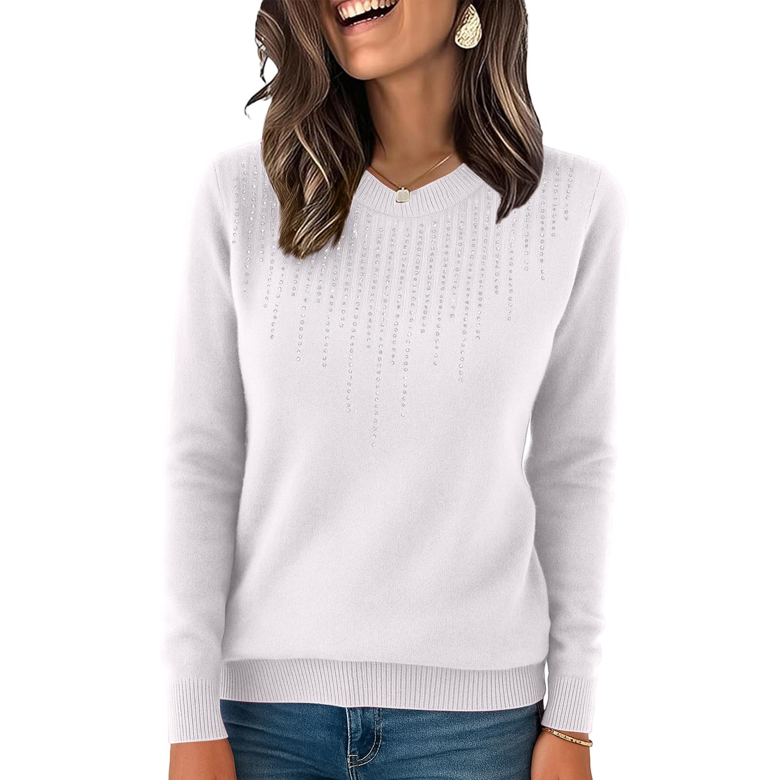 

Women s Knitted Color Long Sleeved Round Neck Pullover, Base Shirt, Top L