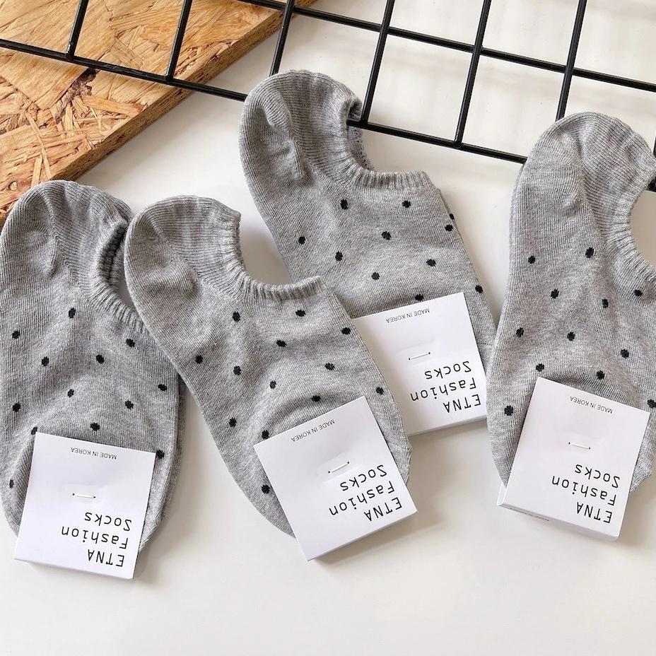 

Хлопковые носки-след в горошек для женщин Весна Лето Новая мода Нескользящие Дышащие Невидимые Короткие Носки до щиколотки в горошек