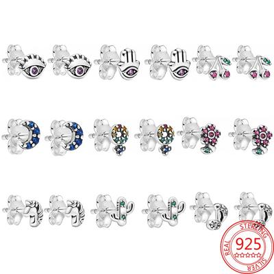 Verkauf 925 Sterling Silber Mehrere Stile Zirkon Ohrringe Mädchen Täglichen Dating Einfache Ohrringe Geburtstag Mode Schmuck Geschenke