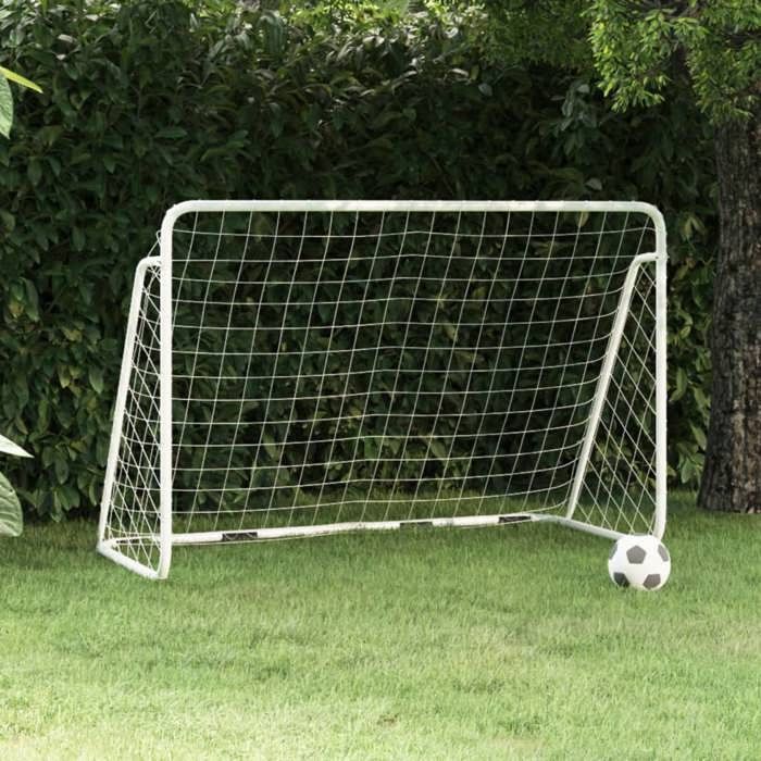VidaXL But de Football avec Filet Cage de But de Football But de Sport Rebondisseur de Soccer Jardin Extérieur Blanc 93370