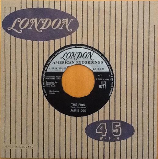 

7inch Record JAMIE COE - The Fool HLX9713 London Records, 1963 UK Pop Used