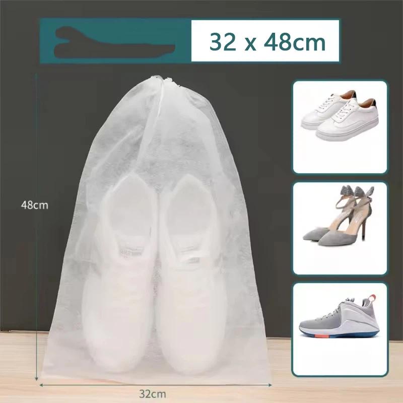 10/20/30/50 Pièces Housse anti-poussière respirante Non-tissé Anti-poussière Cordon de serrage Sac de rangement transparent Pochette de voyage Sacs à chaussures Séchage des chaussures Protéger