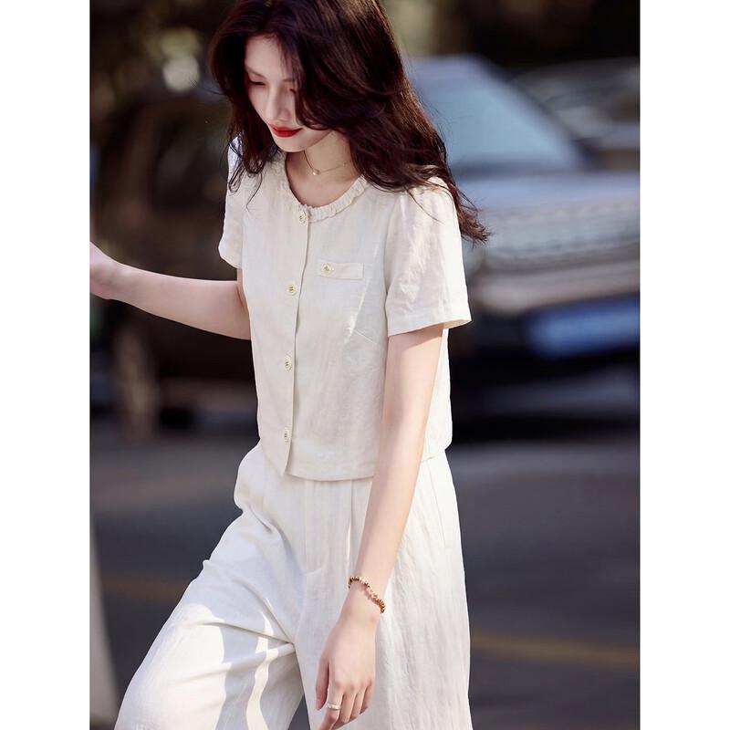 Awakening Paradise Lyocell Blend Short Sleeve Shirt & Wide-Leg Pants Set