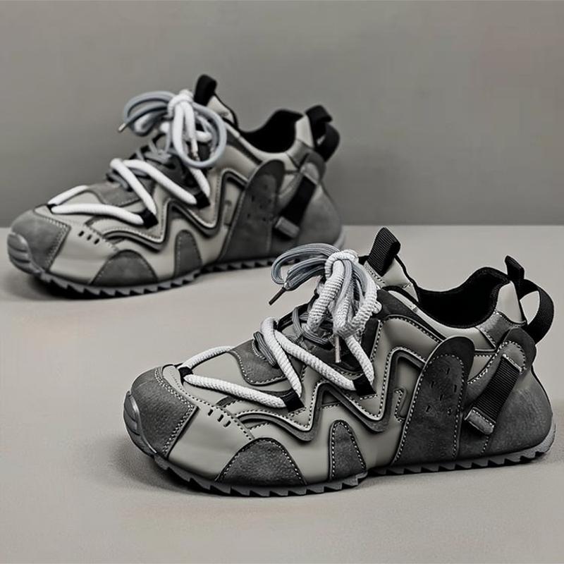 

Men s Shoes Trendy Brand High-end Versatile Casual Sports Running Leather Surface Waterproof Anti Slip Height Increasing Dad 39 Standard Sports Code серый