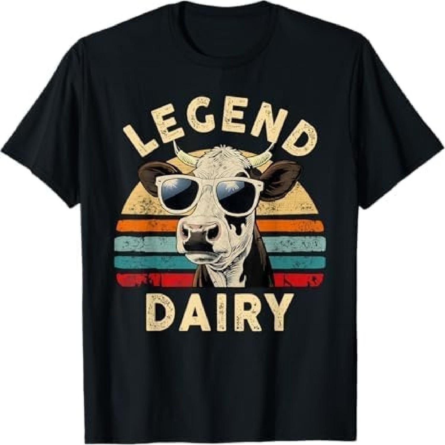 Legend Dairy Funny Farmer Cow Farmer Pun Graphic Cow Vintage T-Shirt Black S