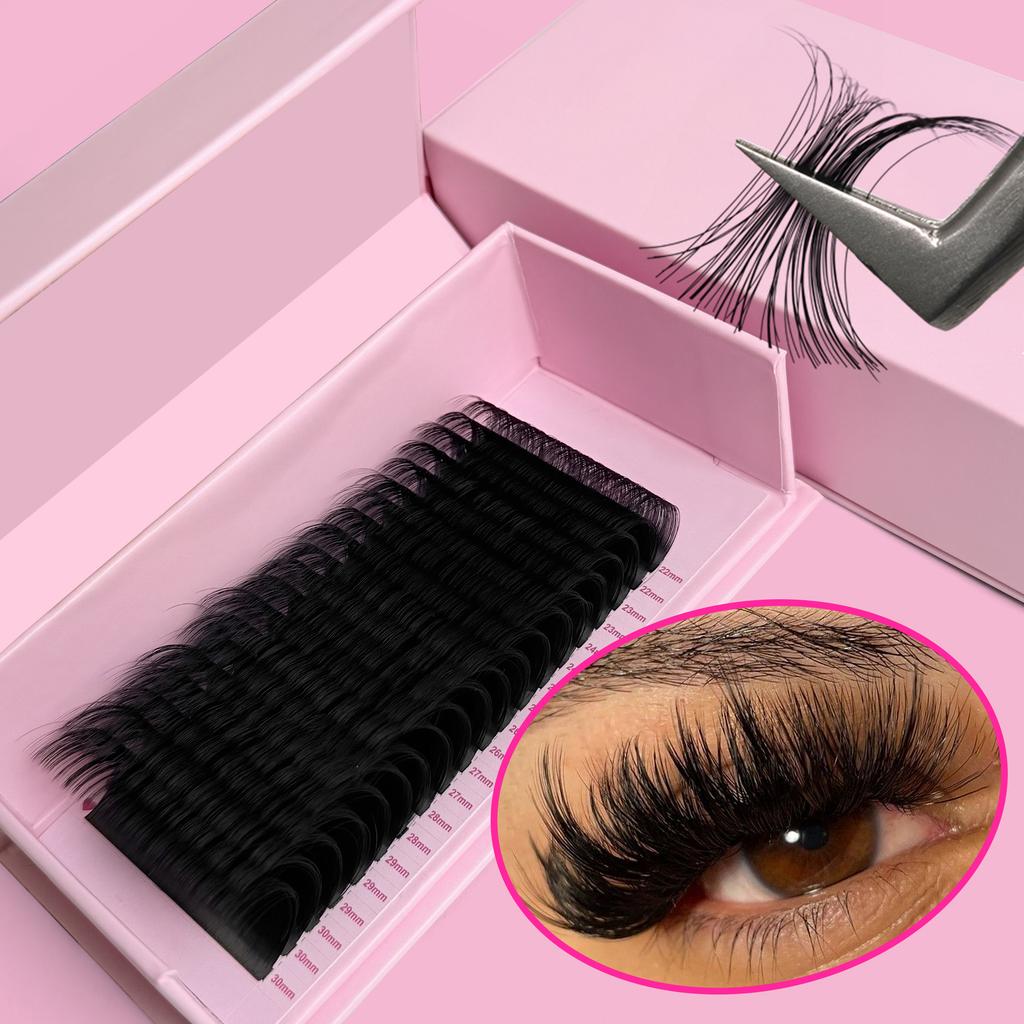 Synthetic Hair Mega Volume Eyelash Extensions Tray Matte Black with Custom Logo Cruelty-Free Vegan