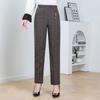 Autumn Winter Fleece Waist Stripe Straight Leg Pants Loose Female Straight Pant