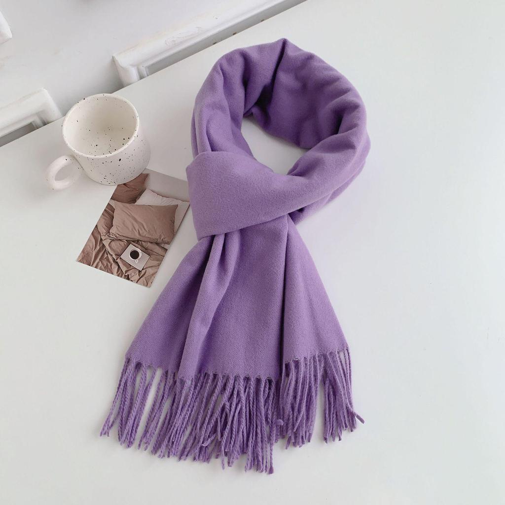 Luxuriöser Imitationskaschmir-Quasten-Schal in Uni-Rot für Damen - Koreanischer Stil, Winter-Vielseitig, Elegant