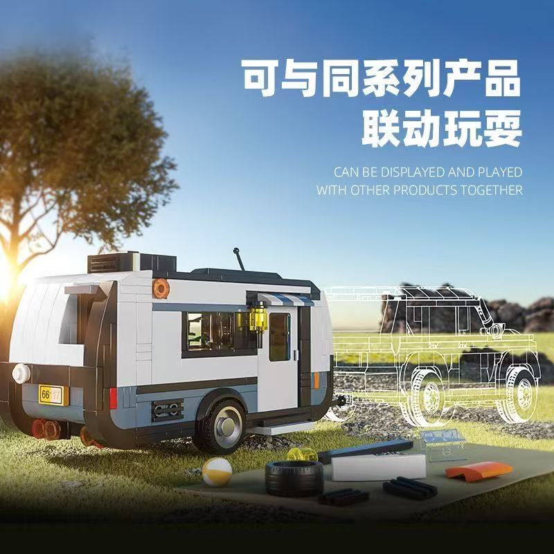 Stads-SUV Stationwagen Model Bouwstenen Camping RV SUV Auto Koppelbare Reis-Trailer Stenen DIY Speelgoed Voor Kinderen Vakantiecadeaus