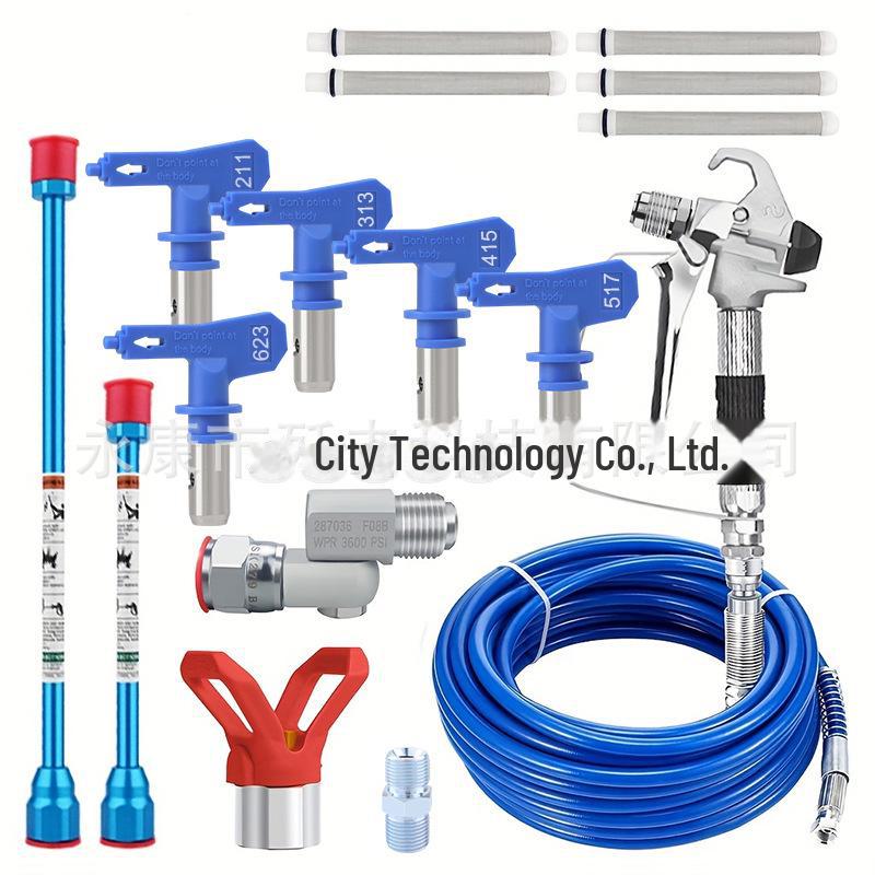 High-Pressure Airless Sprayer Kit: Nozzle, Duckbill Seat, Pipe, Spray Gun Filter, Extension Rod.