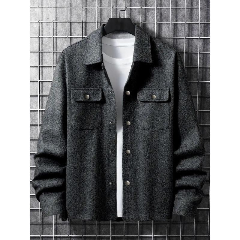 New Style Men's Turn-down Collar Jacket, Loose-fitting Casual Corduroy Work Jacket for Men