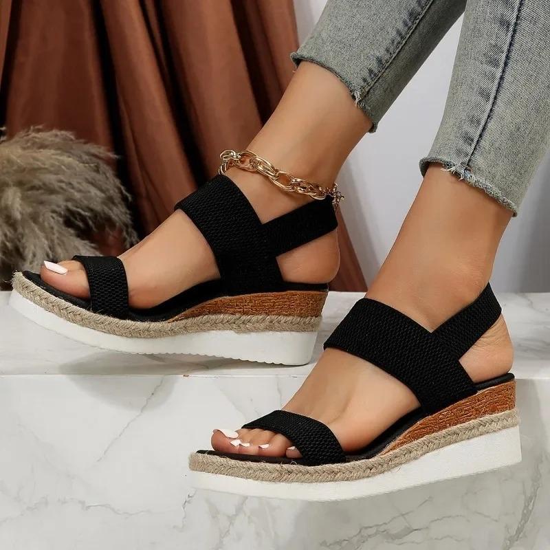 2026 New Fashi Women's Wedge Heeled Fashi Sandals, Summer Fish Mouth Loose Set Foot Platform Sandals