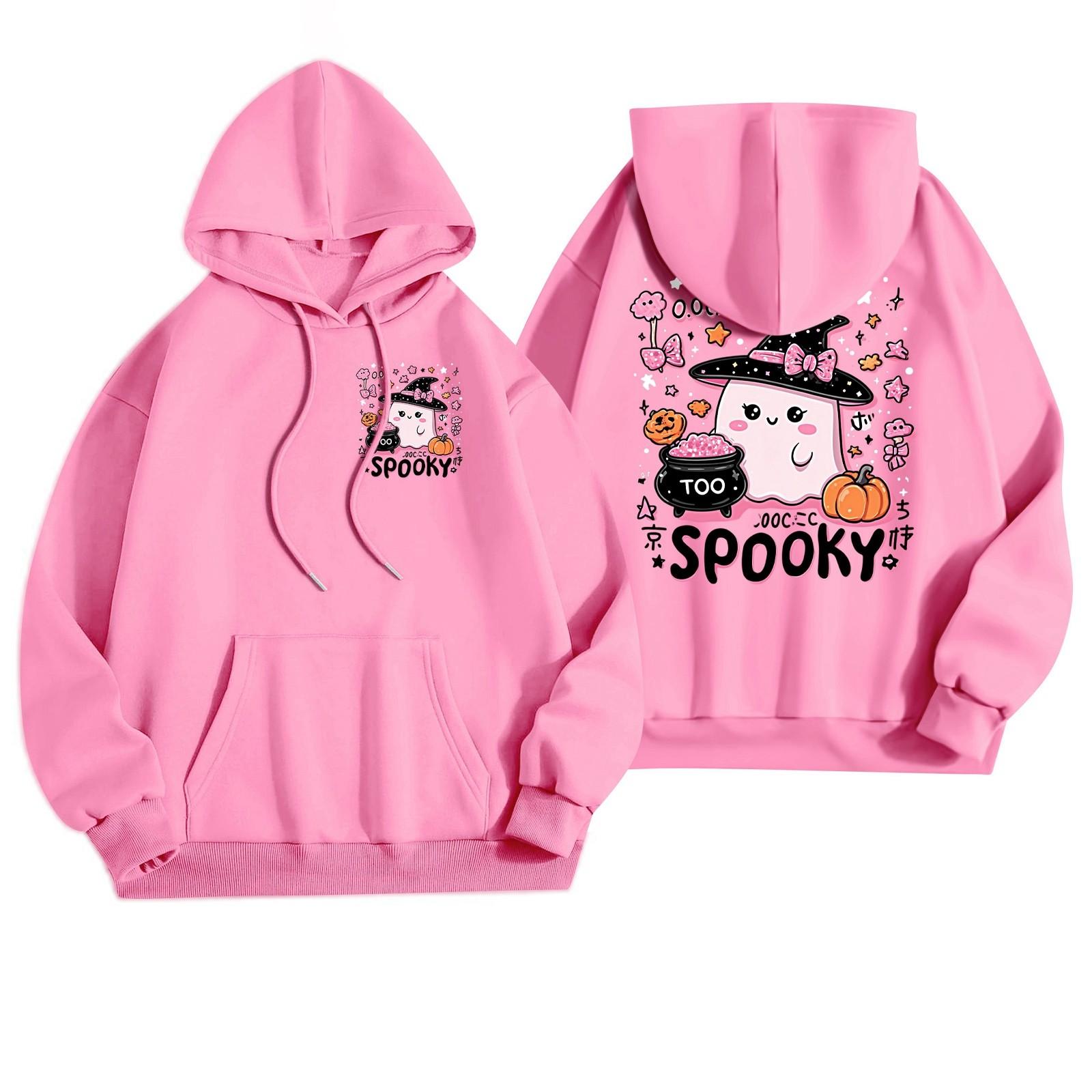 

Женская повседневная модная толстовка с капюшоном и карманами с принтом на Хэллоуин XXL