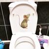Mouse Looking Up Funny Toilet Stickers Cartoon Urination Toilet Lid WC Door Sticker Removable Self-Adhesive Decor