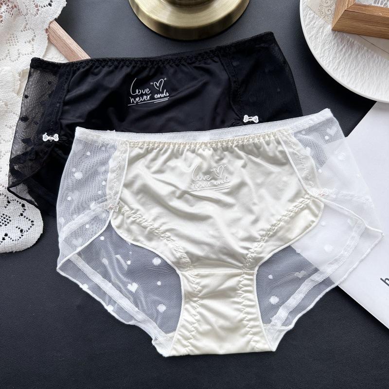 Ladies Spring and Summer Sexy and Cute Mesh Ice Silk Print Low Rise Panties