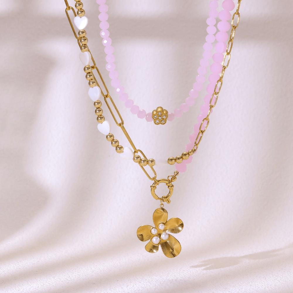 Multi-layered Necklaces, Flower Pendants, Love Collarbone Chains, Fashion Trend Women's Necklaces