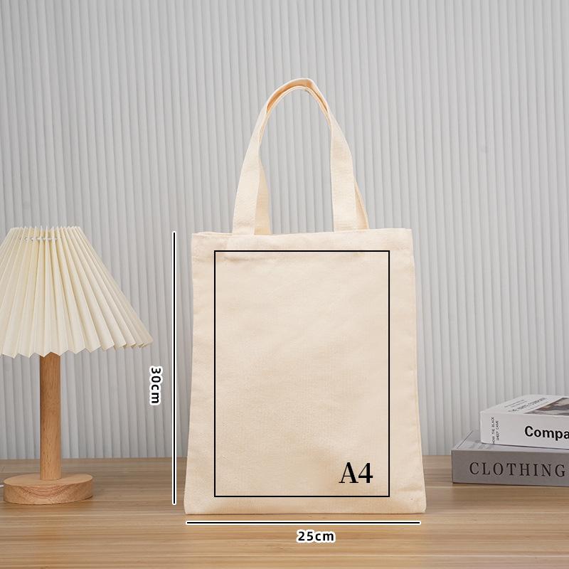 Custom Logo Canvas Tote Bag - Blank Student & Shopping Bag, DIY Printing Available