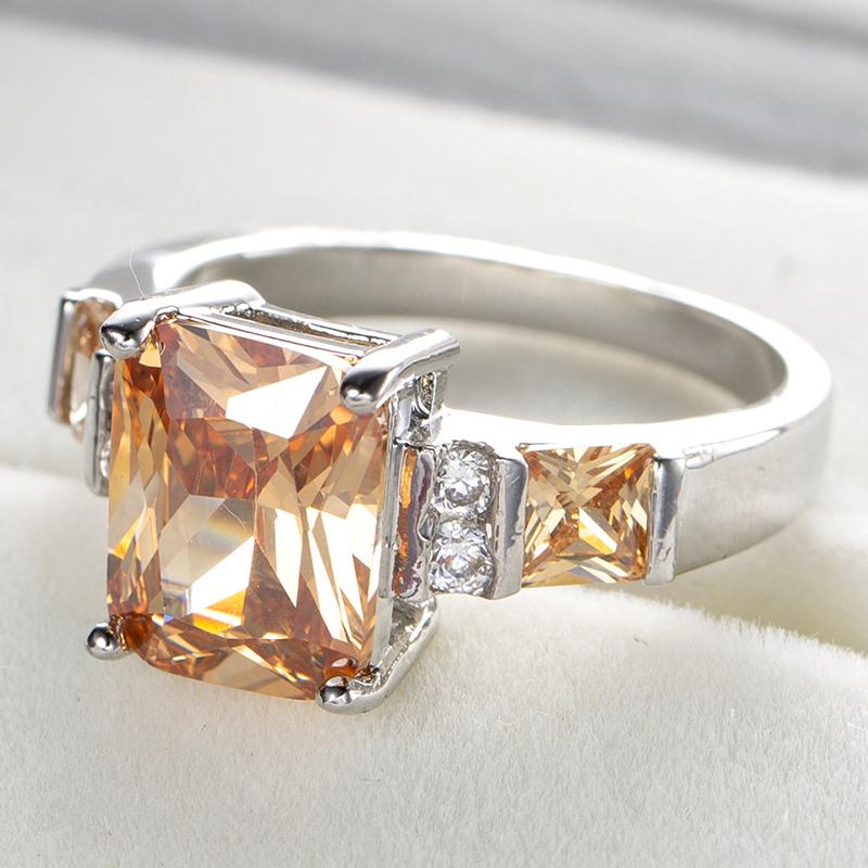 Fashion Women Ring with Zircon Gemstone 925 Silver Jewelry Accessories for Wedding Engagement Party Gift Size 6-10