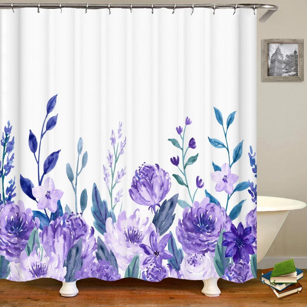 Shower Curtain Nordic Style Fresh Plant Flower Leaf 3D Printing Shower Curtains Polyester Waterproof Home Decor Curtain 180x180