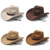 Vintage Western Cowboy Hat With Suede Fabric And Large Brim For Fashion And Sun Protection