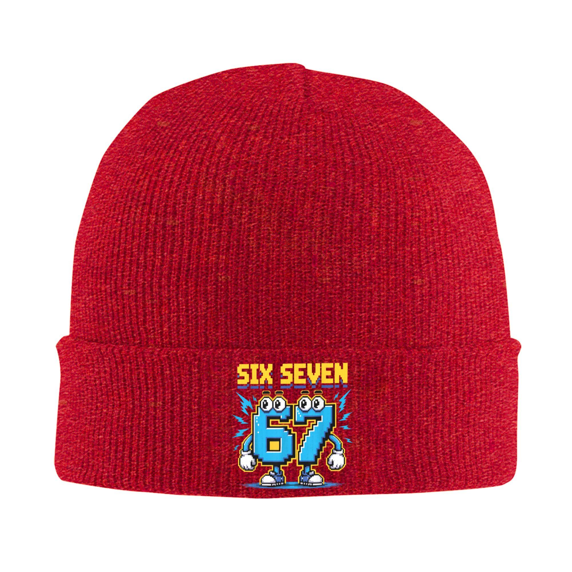 

Six Seven Brainrot 67 Meme Gaming Gen Alpha Knit Hat Fashion Caps Men Kpop Beanie Hats Autumn Winter Custom Elastic Bonnet Hats One Size