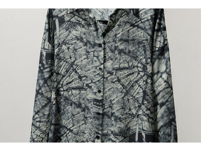 Women's Retro Print Mulberry Silk Long Sleeve Shirt - Spring New Arrival, Mid-Length & Loose Fit