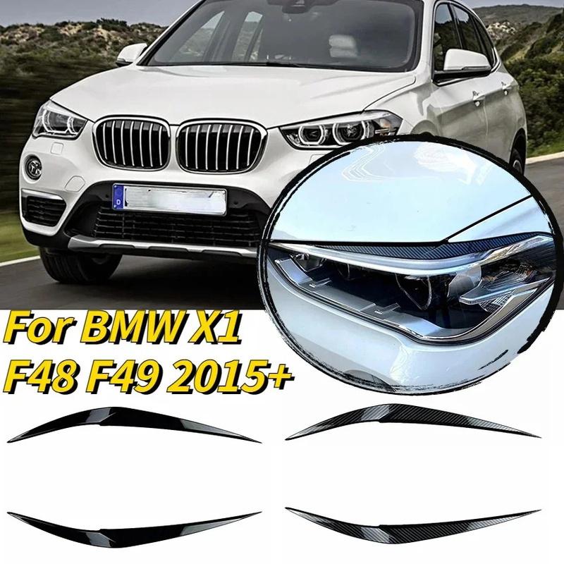 For BMW X1 F48 F49 2015+ ABS Car Front Headlight Eyelids Head Light Lamp Eyebrow Cover Trim Headlight Eyebrow