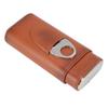 3 Finger Cigar Case Iron Cover Portable Soft Glossy Leather Cigar Holder Case with Cutter for