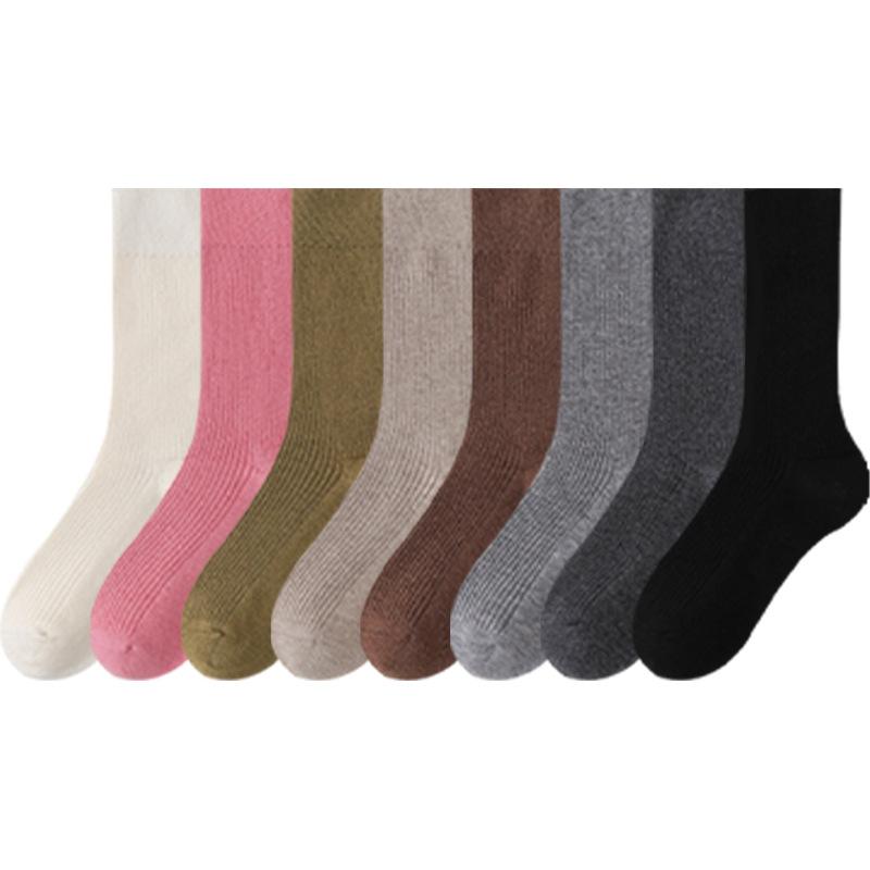 Wool Socks for Women, Thickened with Fleece, Warm and Super Soft, Autumn and Winter Double-needle Cashmere Mid-calf Socks