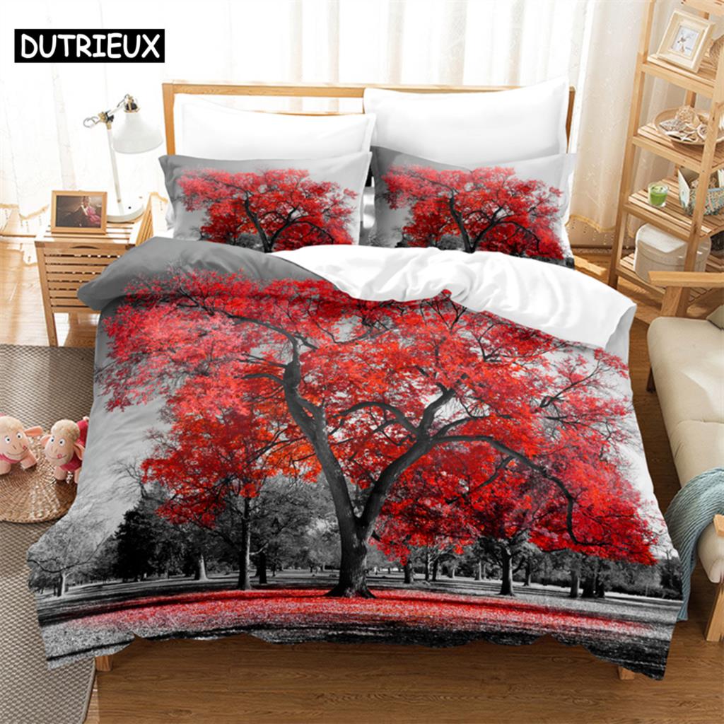 3D Digital Printing Fashion Design Coconut Tre & Mangrove Beding Set, Quen Sized Dimensions Soft with Soft Fabric Duvet Cover Set