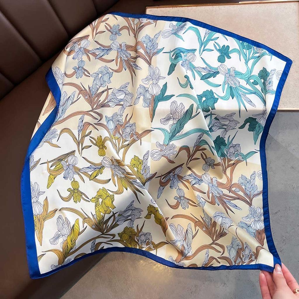 Imitation Silk Square Scarf For Women Spring/Summer Decoration Bandanna Print Neckerchief Luxury Headband Hijab