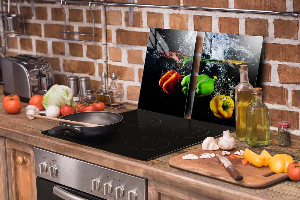 GLAS-SCHUTZPLATTE FÜR DIE KÜCHE 65x52 PAPRIKA
