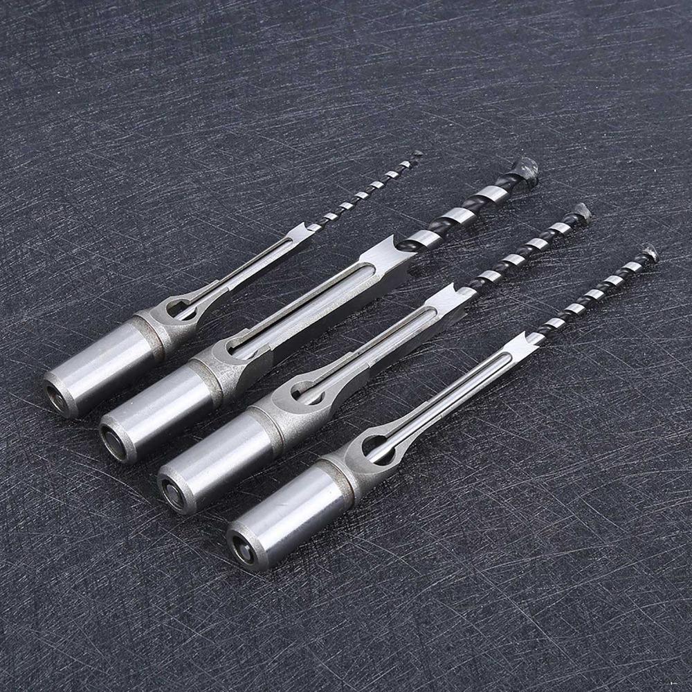 4pcs Square Hole Design Mortising Chisel Set 6.4/8/9.5/12.7mm Wood Drilling Hand Tools For Wood