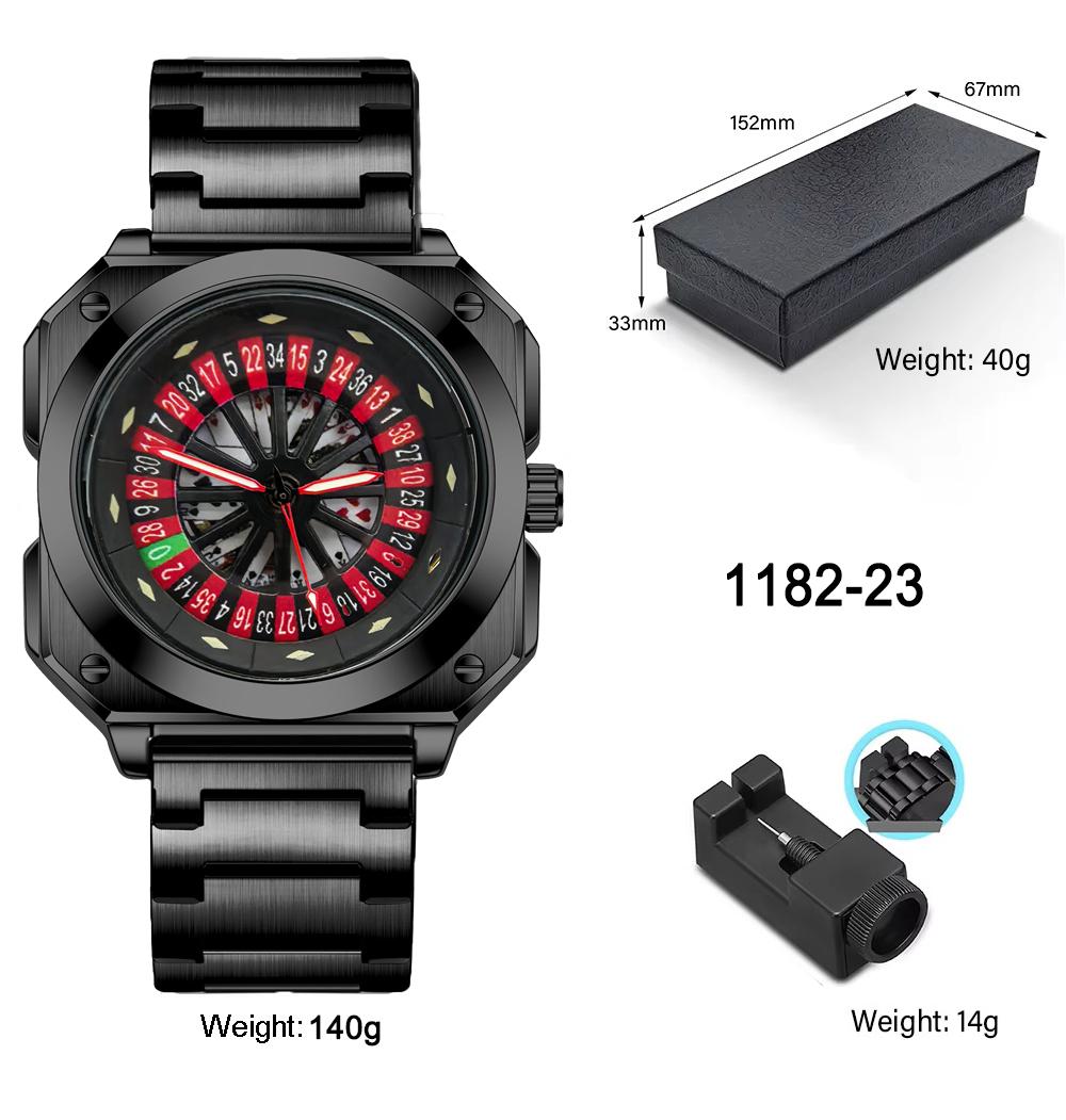 Creative Arabic Numerals Stainless Steel Alloy Quartz Watch Men s Gambling Turntable Poker Watch Men s Sports Watch