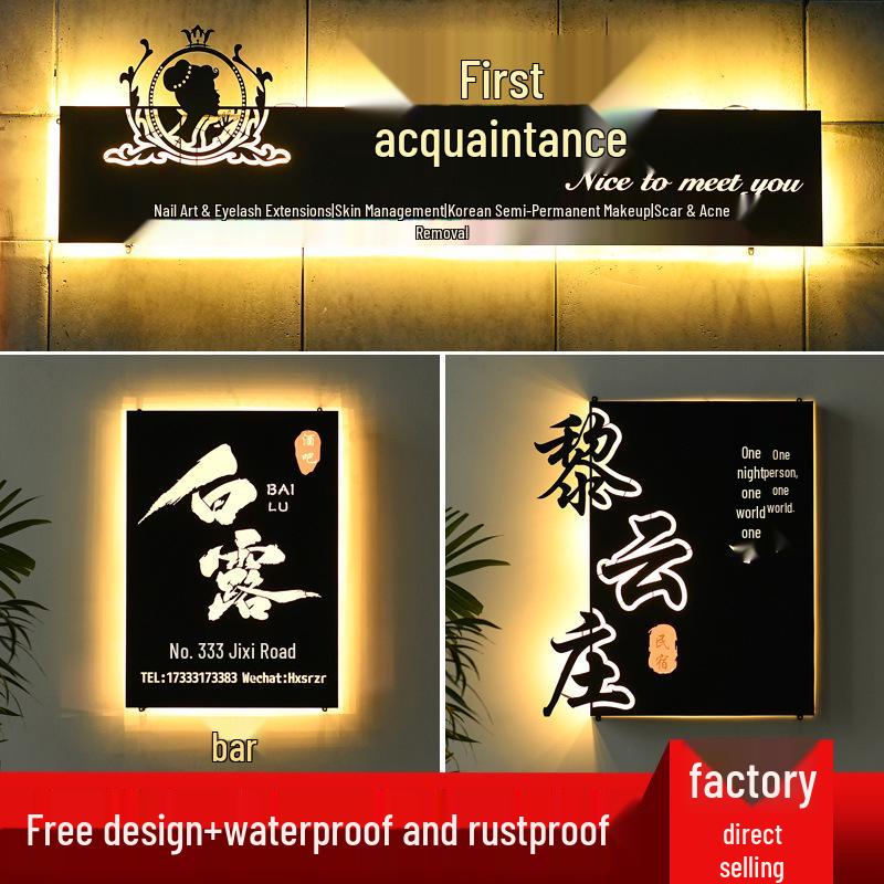Wall-Mounted Custom Luminous Wrought Iron Clothing Store Signboard