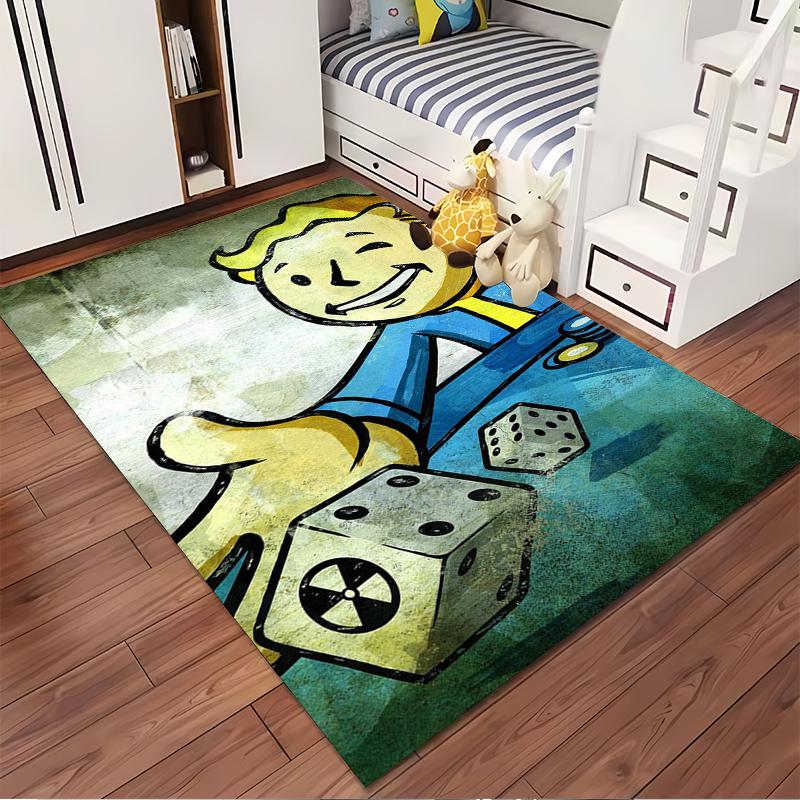 Smiling Cartoon Character with Dice Rug Non-slip Rug Suitable for Living Room and Bedroom Sofas.