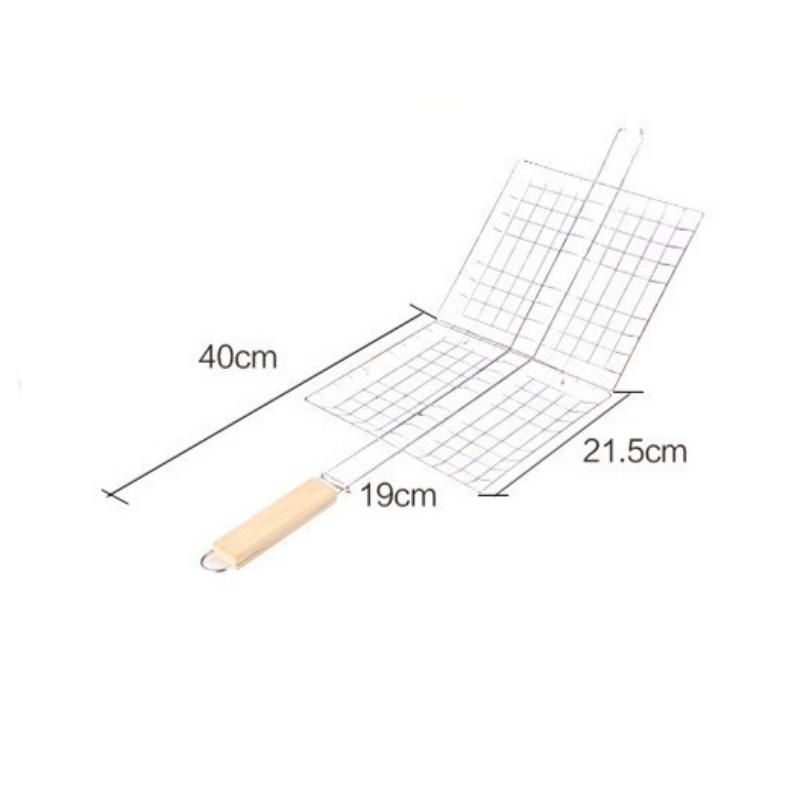 Grillkorb, zusammenklappbarer Grillrost aus Edelstahl, tragbares Grillgitter mit Holzgriff, Kochgeschirr für Outdoor-Camping und Picknick
