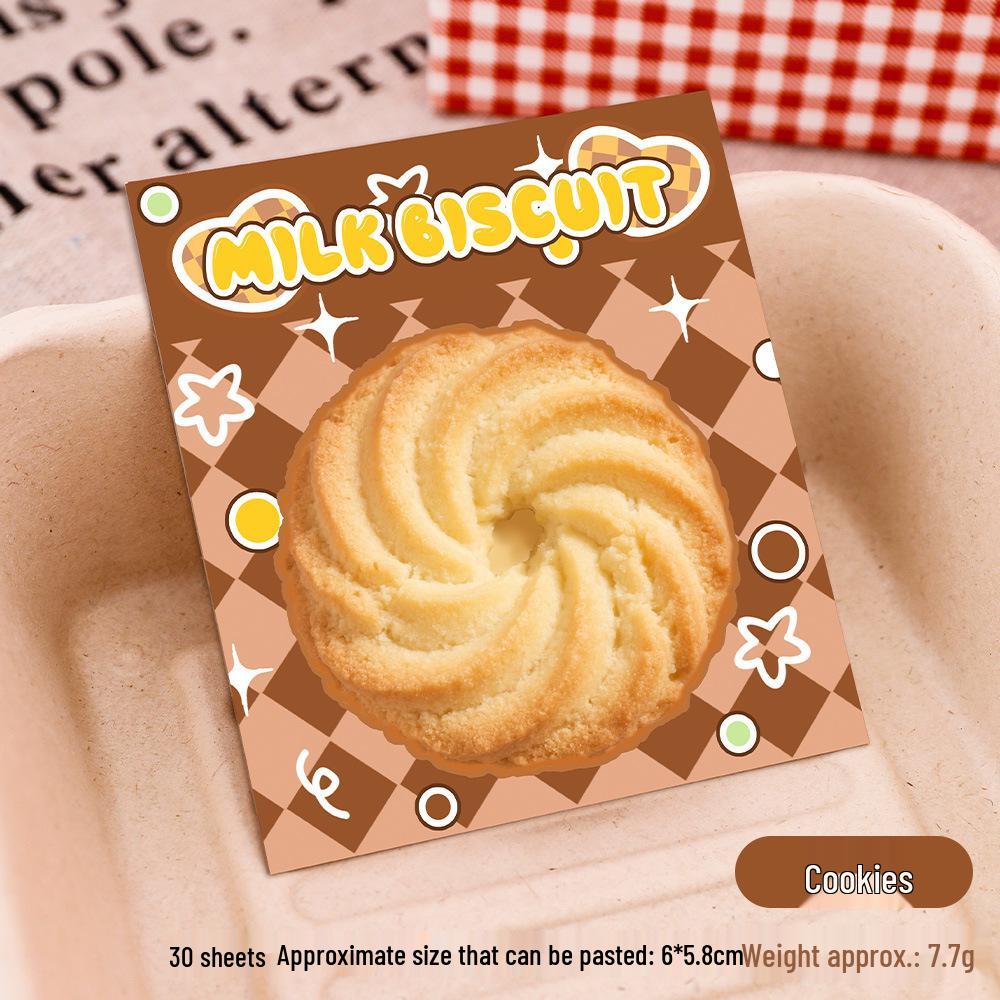 High-Value Realistic Food-Shaped Sticky Notes - Creative & Tearable with Strong Adhesion, Reusable as Cookie-Shaped Message Stickers for Students.