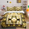 Baroque Golden Crown Pattern Bedding Duvet Cover Set (1*Duvet Cover 2*Pillowcases, Without Duvet Insert)