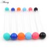 Alisouy 2PCS Candy Color Rubber Ball Women Men Long Industrial Barbell Ear Tragus Helix Cartilage Captive Stud Piercing Earrings