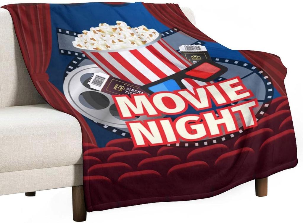 Popcorn Cartoon Throw Blanket Modern Art Print Black Cozy Lightweight for Bedroom Living Room Dorm Chair Sofa Travel xin